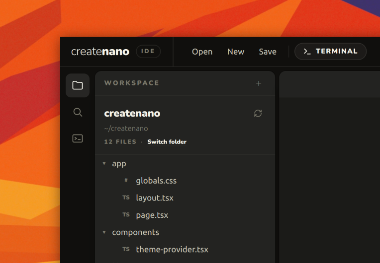 Createnano IDE
